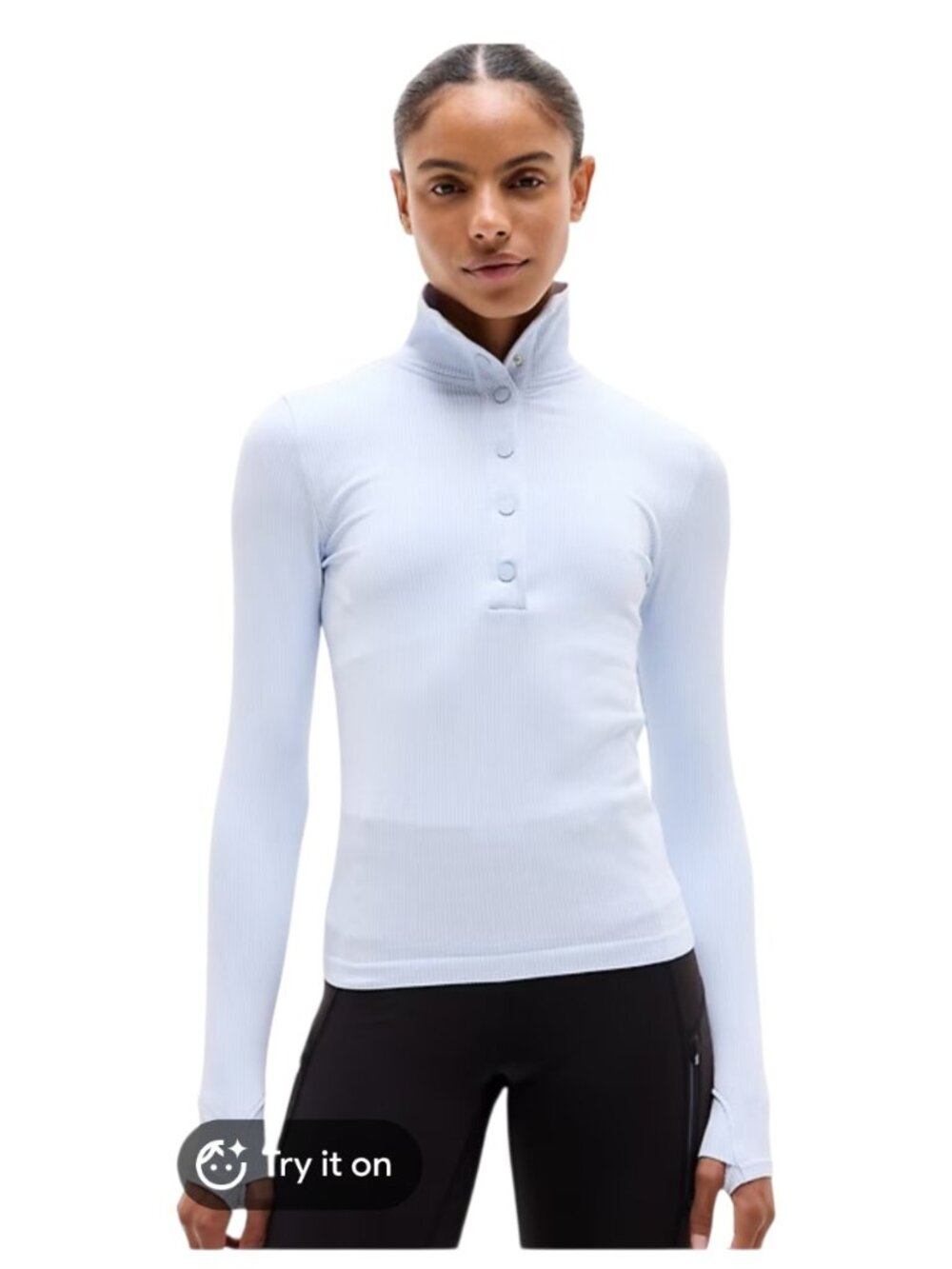 Athleta Flurry Seamless Henley Workout Top